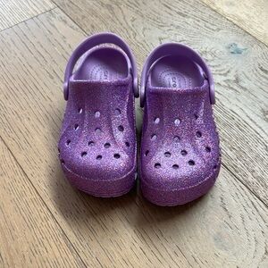 Kids Glittery Purple Crocs
